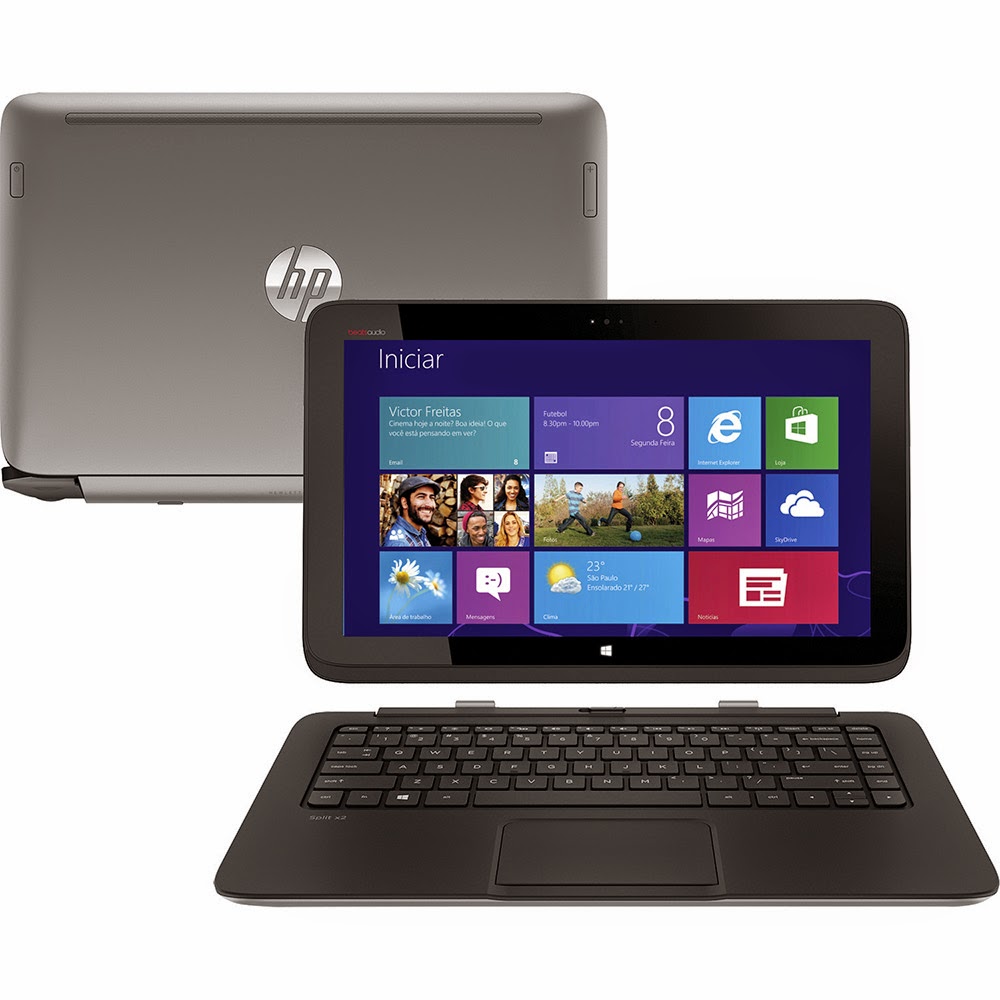  Notebook Conversível 2 em 1 HP Split 13-m110br x2 com Intel Core i5 4GB 500GB + 64GB SSD LED 13,3" Touchscreen Windows 8