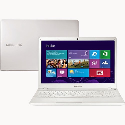 Conheça o Notebook Samsung ATIV Book 2 NP270E5G-KEW com processador Intel Core i5 (3230M), 4GB de memória, HD de 750GB, Bluetooth, DVD-RW, Bateria de 6 Células, Conexões USB e HDMI, Tela LED HD 15,6" e Branco Windows 8.1. BT Informática.