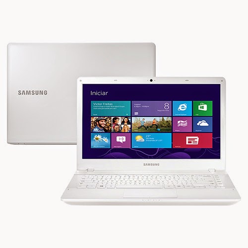 Conheça o Notebook ATIV Samsung Book 2 NP270E4E-KDA com processador Intel Core 3 i3 (3110M), 4GB de memória, HD de 500GB, Bluetooth, conexões USB e HDMI, Bateria de 6 Células, Gravador de DVD, Tela LED HD de 14" e Windows 8.1 - Cor: Branco. BT Informática.