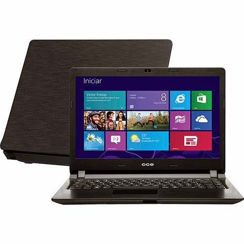 Conheça o Notebook Ultrafino CCE N325 com Intel Core i3 (3217U), 2GB de memória, HD de 500GB, Tela LED de 14", Conexões USB e HDMI, Bateria de 4 Células, DVD-RW, peso aproximado de 1,7kg e Windows 8. BT Informática.