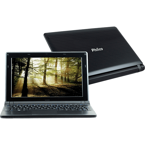 Conheça o  Netbook Philco 10C2-P143LM com processador Intel Atom Dual Core (Atom D2500), 4GB de memória, HD de 320GB, Bateria de 3 Células, Tela LED de 10", Peso aproximado de 1Kg e Linux. BT Informática.