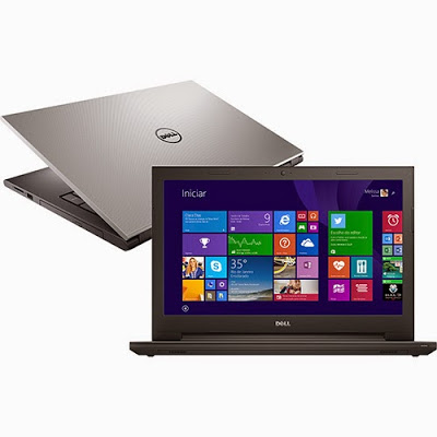 Conheça o Notebook Dell Inspiron i15-3543-A30 com processador Intel Core i5 (5200U) de 2.2 GHz a 2.7 GHz e 3 MB cache, 4GB de memória, HD de 1TB, Tela LED de 15,6", Conexões USB e HDMI, Drive de DVD, Bateria de 4 células, Peso aproximado de 2,4kg e Windows 8.1. BT Informática.