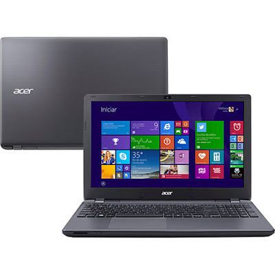 Conheça o Notebook Acer E5-571-700F (NX.MT4AL.002) com processador Intel Core i7 (5500U) de 2.4 GHz a 3 GHz e 4 mb cache, 8GB de memória RAM, HD de 1TB, Tela de LED 15,6", Conexões USB e HDMI, Drive de DVD, Bateria de 6 células, Peso aproximado de 2,5kg e Windows 8.1. BT Informática.