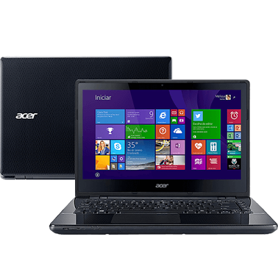 Conheça o Notebook Acer E5-471-34W1 (NX.MU7AL.003) com processador Intel Core i3 (5005U) de 2 GHz e 3MB cache, 4GB de memória, HD de 500GB, Tela LED de 14",  Conexões USB e HDMI, Drive de DVD, Bateria de 6 Células, Peso aproximado de 2.3kg e Windows 8.1. BT Informática.