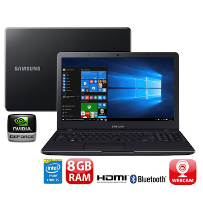 Conheça o Notebook Samsung Expert X23 NP300E5K-XO1BR com processador Intel Core i5 (5200U) de 2.2 GHz a 2.7 GHz e 3 MB cache, 8 GB de memória RAM (DDR3L 1600 MHz), HD de 1 TB (5.400 RPM), Tela LED HD de 15,6" Antirreflexiva com resolução máxima de 1366 X 768, Placa de Vídeo Geforce 910M com 2 GB de memória dedicada, Conexões USB e HDMI, Wi-Fi 802.11bgn (1x1), Não possui Drive de DVD, Bateria de 3 células (43Wh), Peso aproximado de 1,98kg e Windows 10.
