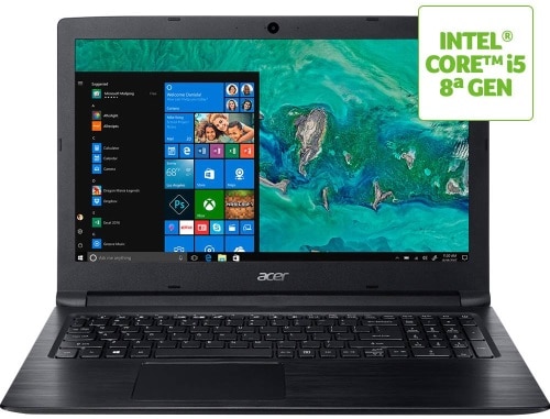 Conheça o Notebook Acer Aspire 3 A315-53-C5X2 NX.H3PAL.004 com processador Intel Core i5 (8250U) de 1.6 GHz a 3.4 GHz e 6MB cache, 8GB de memória RAM (DDR4 2400 MHz - 4GB soldados + 4GB slot com 1 slot total e expansível até 20GB), HD de 1 TB (5.400 RPM), Tela LED HD de 15,6" e resolução máxima de 1366 x 768, Placa de Vídeo integrada Intel UHD Graphics 620, Conexões USB e HDMI, Wi-Fi 802.11 b/g/n/ac, Webcam (VGA), Não possui Drive de DVD, Bateria de 3 células (37Wh - 4810 mAh), Peso aproximado de 2,1kg e Windows 10 64 bits.