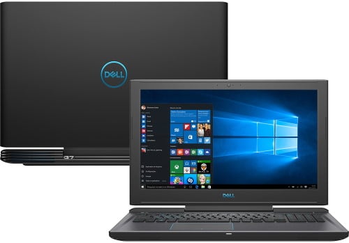 Conheça o Notebook Gamer Dell G7-7588-A30P com processador Intel Core i7 (8750H) de 2.2 GHz a 4.1 GHz e 9MB cache, 16GB de memória RAM (DDR4 2666 MHz - expansível até 32GB), HD de 1 TB (5.400 RPM) + SSD 256GB, Tela IPS Full HD de 15,6" Antirreflexo e resolução máxima de 1920 x 1080, Placa de Vídeo integrada Intel UHD Graphics 630 e NVIDIA Geforce GTX 1050Ti com 4GB de memória dedicada (GDDR5), Conexões USB e HDMI, Wi-Fi 802.11 b/g/n/ac (trabalha na frequencia 2.4 GHz e 5 GHz), Webcam (720p), Não possui Drive de DVD, Bateria de 4 células (56 Wh), teclado retroiluminado, Peso aproximado de 2,6kg e Windows 10 64 bits.