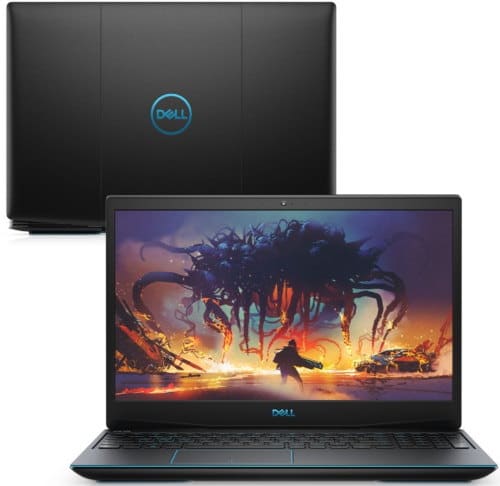 O Notebook Gamer Dell G3-3590-U50P possui processador Intel Core i5 (9300H 9ª Geração) de 2.4 GHz a 4.1 GHz e 8MB cache, 8GB de memória RAM (DDR4 2666 MHz - 2 X 4GB), SSD de 512GB (M.2 PCIe) + HD de 1 TB (5.400 RPM) híbrido, Tela LED Full HD de 15,6" com antirreflexiva com borda fina e resolução máxima de 1920 x 1080, Placa de Vídeo integrada Intel UHD Graphics 630 e NVIDIA Geforce GTX 1650 com 4GB de memória dedicada (GDDR5), Conexões USB e HDMI, Wi-Fi 802.11 b/g/n/ac, Webcam (720p), Não possui Drive de DVD, Bateria integrada de 3 células (51 Wh), Teclado retroiluminado na cor azul no padrão padrão US Internacional com marcações no WASD e resistente a respingos, Peso aproximado de 2,34kg e Linux Ubuntu 18.04.