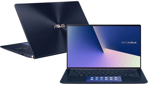 O Notebook ASUS ZenBook UX434FAC-A6340T possui processador Intel Core i7 (10510U) de 1.80 GHz a 4.90 GHz e 8 MB cache, memória de 8 GB LPDDR3, SSD de 256GB, Tela 14,0" polegadas (16:9) LED-retroiluminada FHD (1920x1080 pixels) 60Hz Glare Painel 72% NTSC com ângulo de visão de 178˚, Placa de Vídeo Intel® UHD Graphics com memória compartilhada com a memória RAM, Conexões USB e HDMI, placa de rede wireless, bluetooth v5.0, Não possui Drive de DVD, Bateria de 3 células, Peso aproximado de 1,26Kg e Sistema Operacional Windows® 10 Home de 64 bits. 