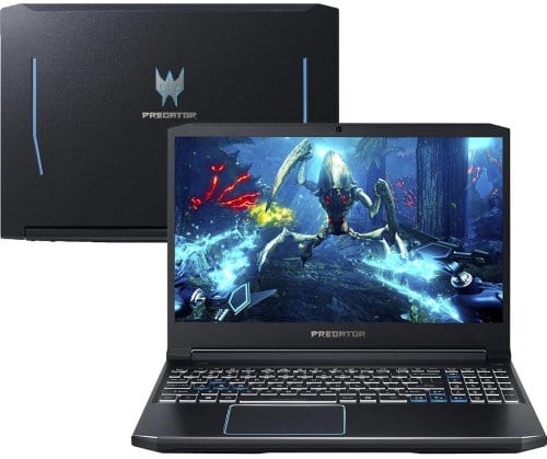 O Notebook Gamer Acer Predator Helios 300 PH315-52-748U possui processador Intel Core i7 (9750H) de 2.60 GHz a 4.60 GHz e 12 MB cache, memória de 16 GB DDR4, SSD de 128GB + HD de 1TB, Tela 15,6" polegadas IPS Anti-Reflexivo Ultra Slim FHD (Full HD) 60Hz e 25~ 27ms, Placa de Vídeo NVIDIA® GeForce™ GTX 1660TI com 6 GB GDDR6 de VRAM dedicada, Conexões USB e HDMI, placa de rede wireless, bluetooth v5.0, Não possui Drive de DVD, Bateria de 4 células, Peso aproximado de 2,40Kg e Sistema Operacional Windows® 10 Home de 64 bits. 