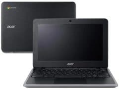 O Notebook Acer Chromebook C7 C733-C6M8 possui processador Intel Celeron (N4000) de 1.10 GHz a 2.60 GHz e 4 MB cache, memória de 4 GB LPDDR4, eMMC de 32 GB, Tela 11.6" polegadas LED TFT HD (1366 x 768 pixels) antirreflexos, Placa de Vídeo Gráficos UHD Intel® 600, Conexões USB e HDMI, placa de rede wireless, bluetooth v5.0, Não possui Drive de DVD, Bateria de 3 células, Peso aproximado de 1,26Kg e Sistema Operacional Chrome® OS de 64 bits.