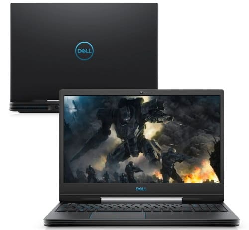 O Notebook Gamer Dell G5 5590-M50P possui processador Intel Core i5 (9300H) de 2.40 GHz a 4.10 GHz e 8 MB cache, memória de 8 GB DDR4, SSD de 256GB, Tela 15,6" polegadas Full HD IPS (1920 x 1080 pixels), 60hZ, 300 nits, antirreflexo, retroiluminado e borda fina, Placa de Vídeo NVIDIA® GeForce™ GTX 1650 com 4GB de GDDR5, Conexões USB e HDMI, placa de rede wireless, bluetooth v4.1, Não possui Drive de DVD, Bateria de 4 células, Peso aproximado de 2,84Kg e Sistema Operacional Windows® 10 Home de 64 bits. 